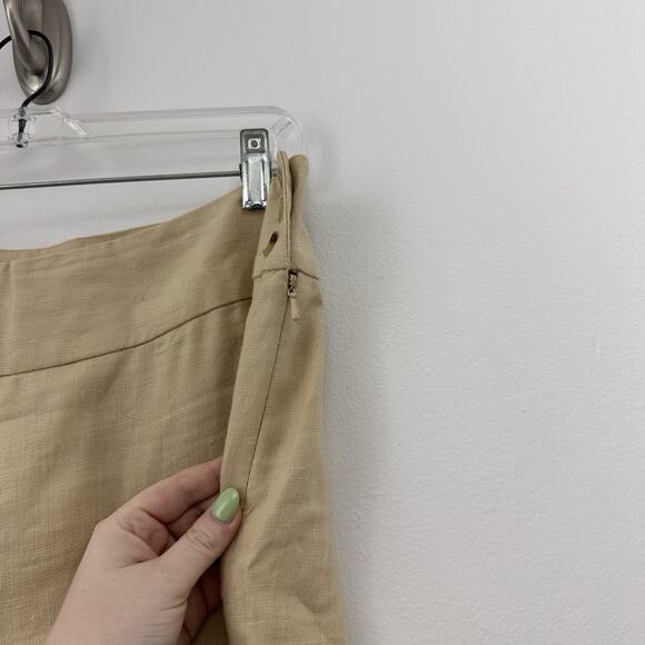 Vtg Lauren Ralph Lauren Womens 6 Petite 100% Linen Lined Beige Wide Leg Pants - Picture 4 of 7